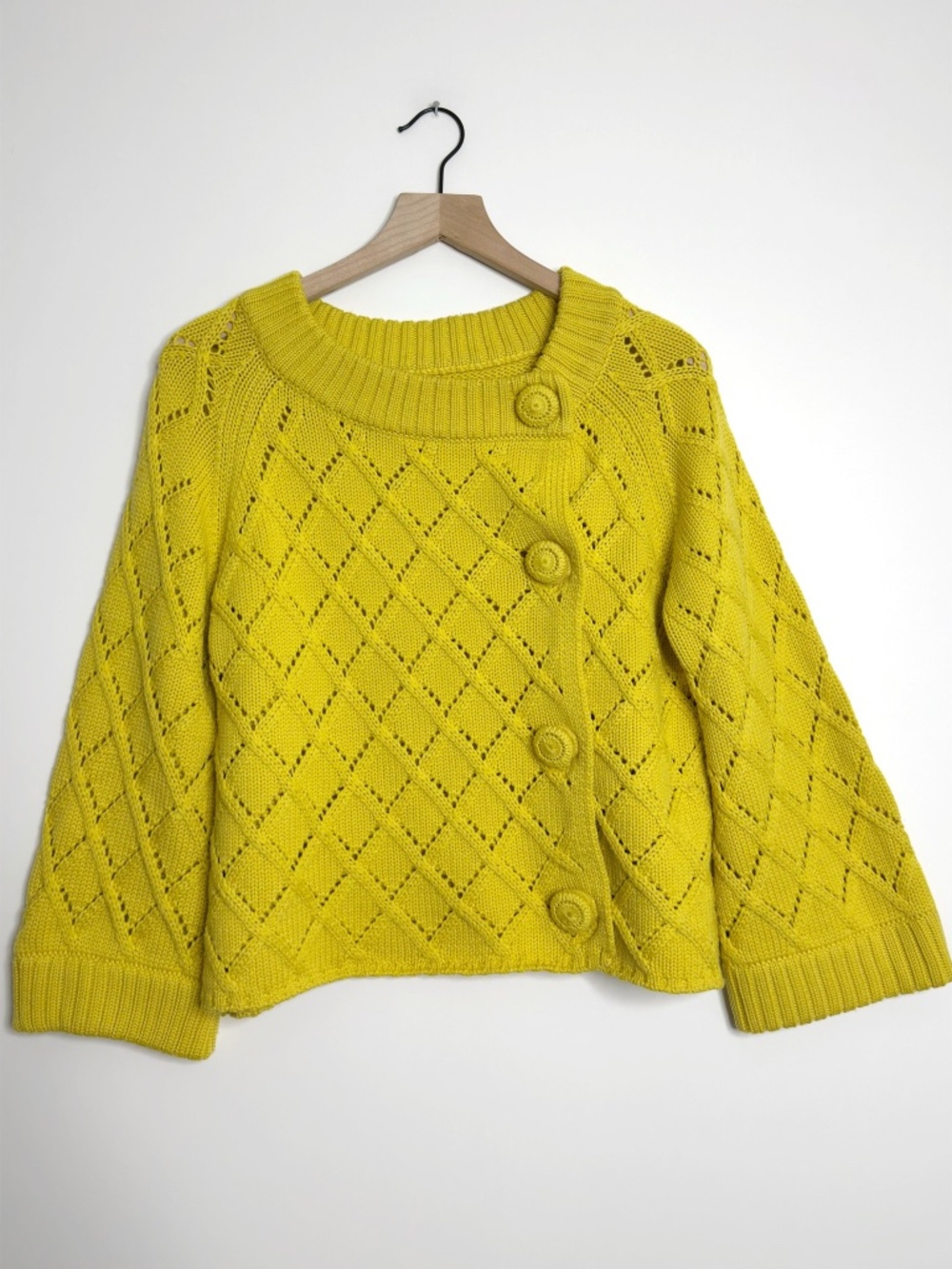 Frances Valentine Wool Diamond Weave Cardigan